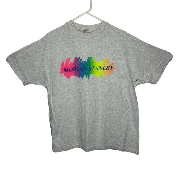 Vintage Morgan Stanley Y2K Hanes Beefy T Shirt - Picture 1 of 5